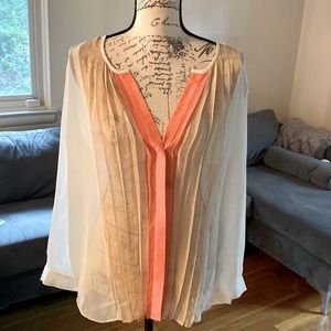 EUC Dark Peach & Cream Silk Blouse